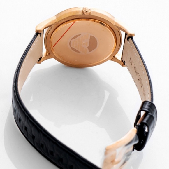 Emporio Armani Renato AR2425 43mm Large Black Dial Gold Tone Men's Watch - Picture 8 of 15